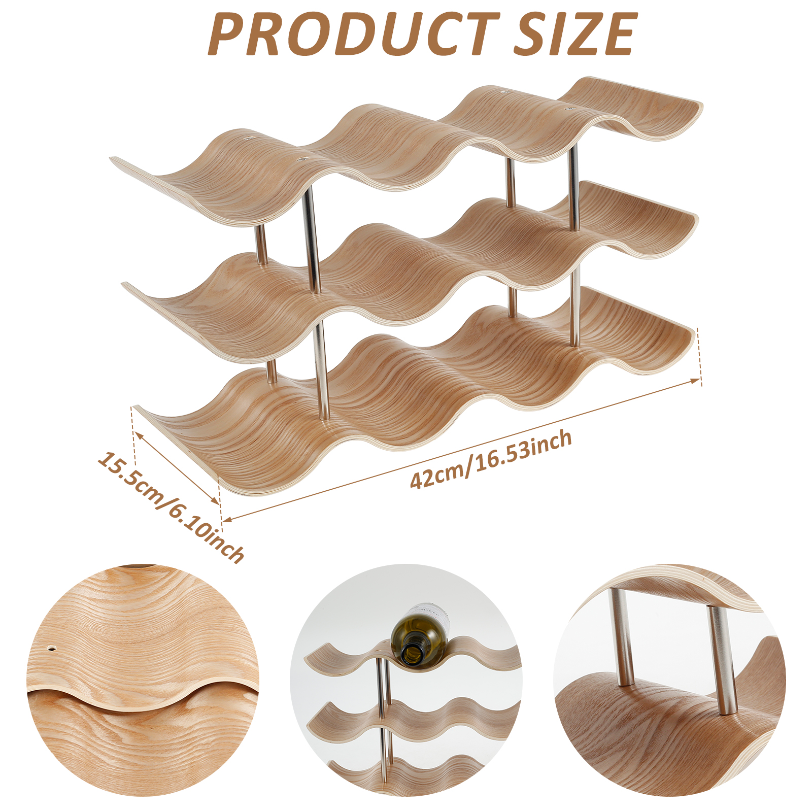 2/3-Tier Wooden Wine Rack Wavy - Kitchen Appliances Shelves review and price
