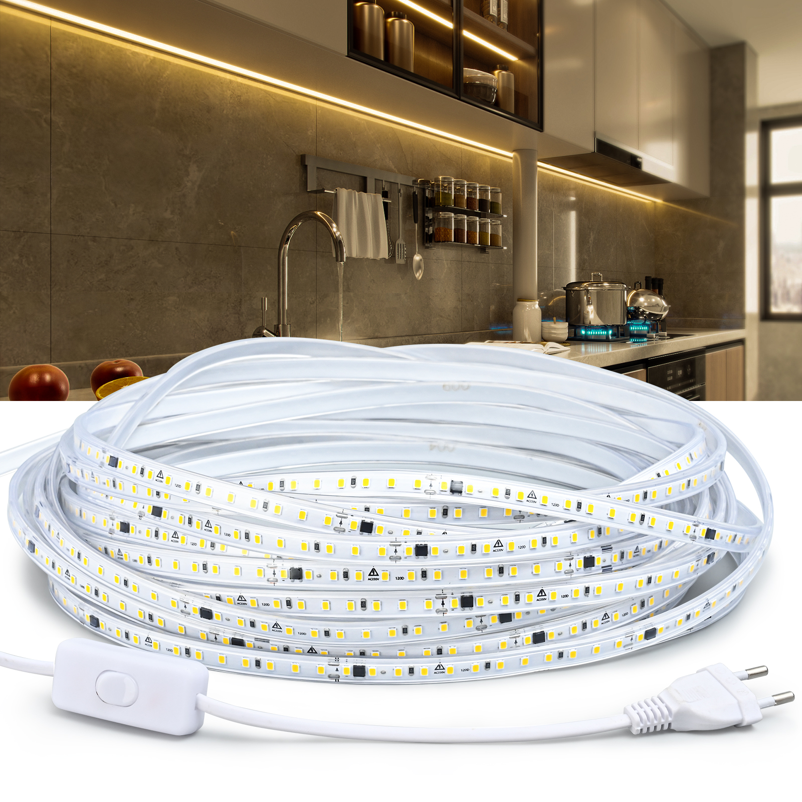 220V Waterproof LED Strip Ligh - Kitchen Appliances In White review and price