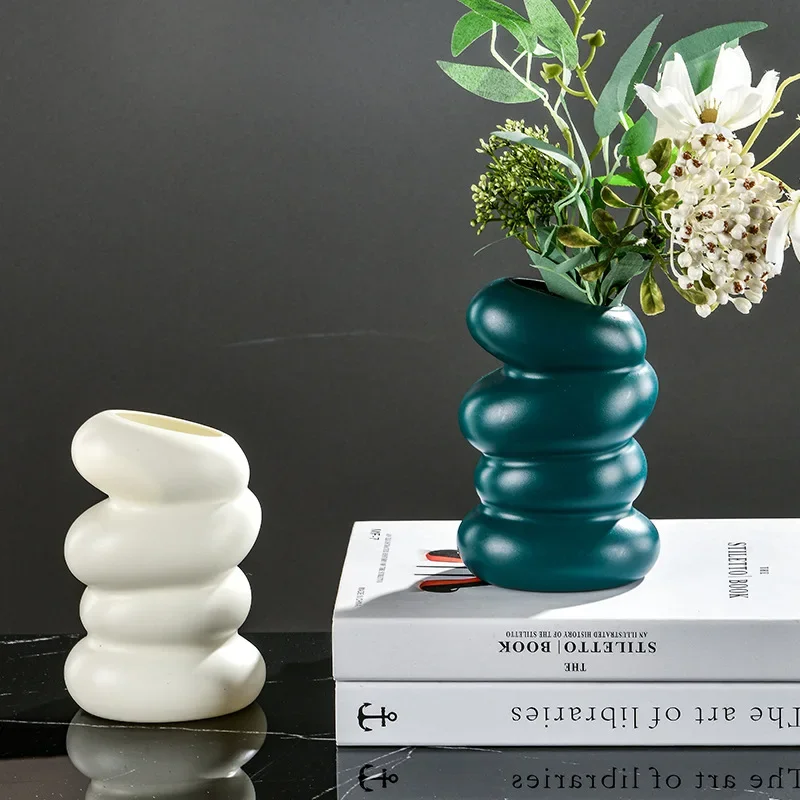 1PC Plastic Spiral White Vase  - Kitchen Appliances In White review and price